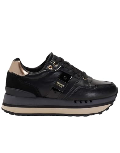 Blauer, F4EPPS01, Sneakers Platform, Moda Fashion Donna (Black, Sistema Taglie Calzature EU, Adulto, Numero, Media, 36)