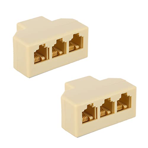 ARTIBETTER 2pcs Way Socket Adapter Telephone Splitter Converter for Landline Connections Triple Female Ports Easy to Install Performance for Use