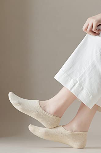 Magiarte Womens No Show Socks Beige Athletic Casual Soft Pure Cotton Invisable Non Slip Socks For Women 6-Pack (Color#07M) #TOP1
