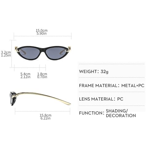 willochra Retro Oval Cat Eye Sunglasses for Women Vintage 90s Small Cute Oval Shape Black Sun Glasses3