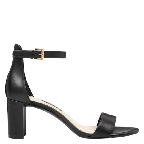 Nine West Women's Pruce Heeled Sandal, Black Nappa, 7
