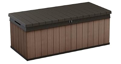 Keter Darwin 100 Gallon Resin Large Deck Box - Organization and Storage for Patio Furniture, Outdoor Cushions, Garden Tools and Pool Gear