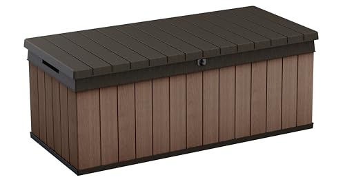 Image of Keter Darwin 100 Gallon Resin Large Deck Box - Organization and Storage for Patio Furniture, Outdoor Cushions, Garden Tools and Pool Gear