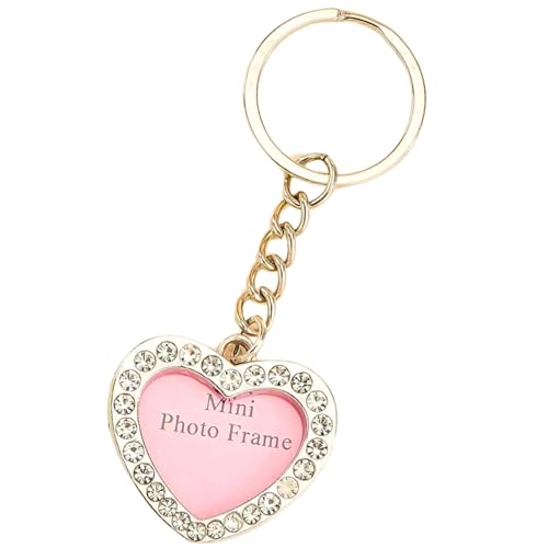 Porte-clés cadre photo en cœur en cristal pour personnaliser votre sac