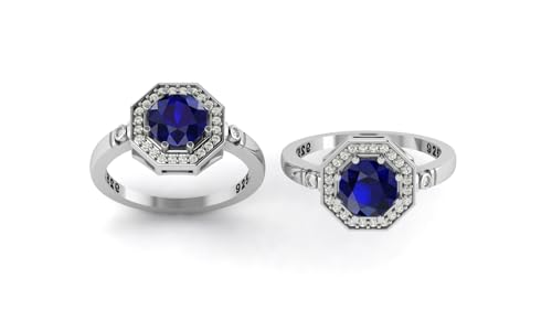 Image of LMDPRAJAPATIS 7.50 Carat Natural Blue Sapphire Gemstone Art Deco Halo Birdal Surprise Gift For Her
