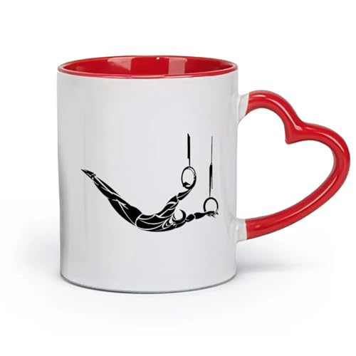 AYUEHBN ceramica Tazze da tè e caffè eleganti Anelli da ginnastica Air Athlete Gymnasticsnast Sport （11oz/320ml） Ideale per casa e ufficio Rosso