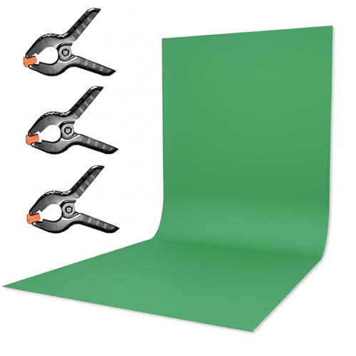 Image of 8x12 ft Green Screen Backdrop with 3 Spring Clamps | Chroma Key Background for Photography, Video Recording, YouTube, Live Streaming, Product Shoots | Stand Not Included