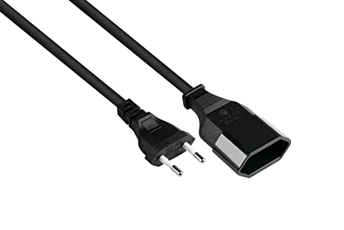 Kabelmeister Euro-Verlängerung - 2 m - Euro-Stecker Typ C (gerade) an Euro-Buchse (gerade) - KUPFERLEITER CU - 0 75 mm - Stromkabel-Verlängerung - SCHWARZ - Qualitätware vom KABELMEISTER SK0300-S020