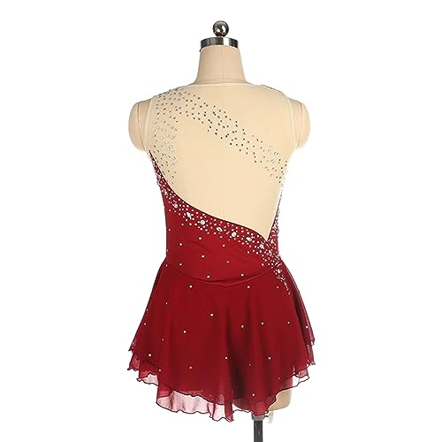 Vestido de Patinação Artística, Temperamento Sem Mangas Malha de Strass Confortável Competição de Pa