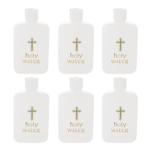 Generic Botellas de Agua de Plástico para Pascua 100 Ml, Set de 6 Unidades, Decorativas Religiosas Cruz para Uso en Iglesia y Bautizo, Botellas Vacías Reutilizables para Agua Sagrada