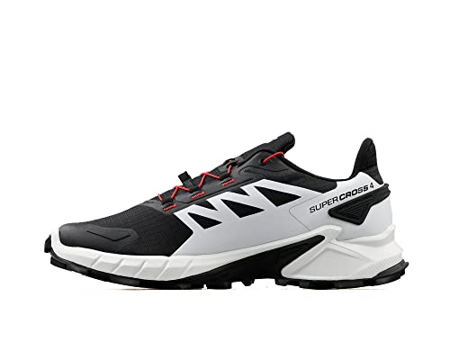 SALOMON Shoes Alphacross 4 Black, Men's Running Shoes, Black White Fiery Red, 8