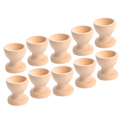 GRIRIW 10pcs Hand Painted Egg Tray DIY Blank Egg Stand DIY Unfinished Eggs Holder Blank Egg Cup Toy DIY Supply DIY Painted Toy Children DIY Egg Cup Egg Storage Decor Wooden