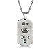 Son Roi & Sa Reine Collier pour Hommes Femmes,Couronne Dog Tag Pendentif Chaînes,Coupler Fait Main Bijoux,Saint Valentin Cadeaux,Chaîne De Chandail,Silver l King,80cm