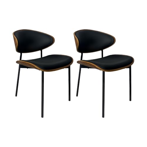 Mondform Lot de 2 chaises de salle à manger rembourrées avec dossier et grain de bois, surface d'assise en velours, pieds en métal, charge maximale 150 kg,...