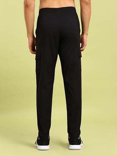 Image of TECHNOSPORT Men's Regular Fit Mid Rise Polyester Solid Cargos for Activewear, Regular Use and Quick Dry