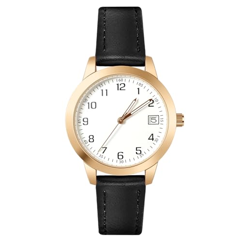 OFFCUP Montre pour Femme, Montre Femmes Bracelet en Cuir, Montre Analogique Quartz, Montre de Poignet pour Ladies Mode Élégant pour Femmes Filles (Noir)