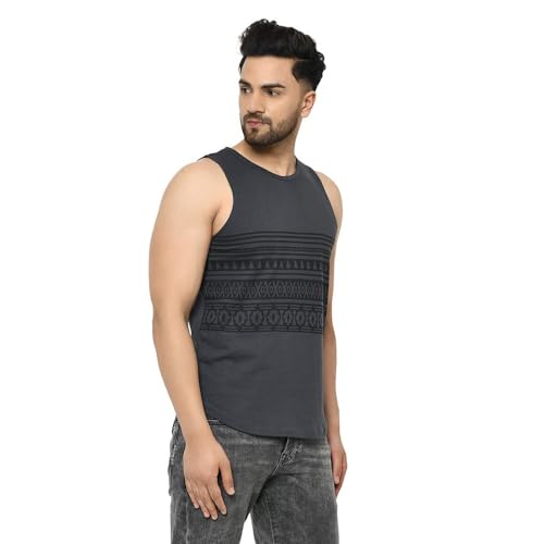 Image of Rigo Stylish Cotton Printed Vest for Men | Round Neck,Regular Fit, Sleeveless T-Shirt Vest for Men | Casual Innerwear Sando for Men & Boys - Perfect for Workouts Gym, Vacations, and Beaches