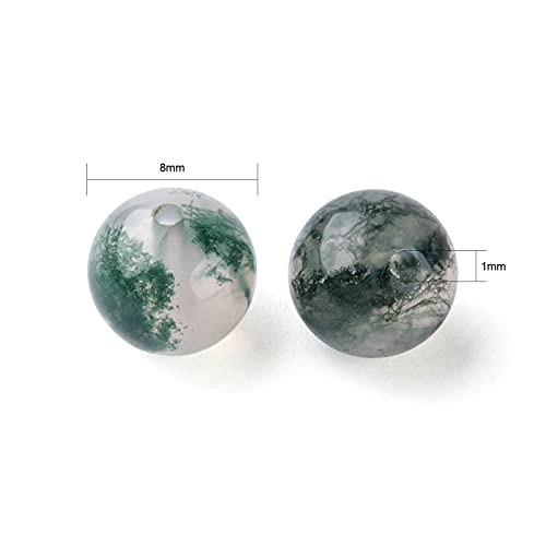 BEEFLYING Natural Moss Agate Round Beads Crystal Gemstone Semi Precious Round Loose Spacer Beads for Jewellery Making DIY Bracelet Necklace Crafts (100Pcs - Image 2