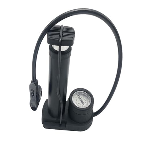 healvian 便携式高圧フットポンプ 脚踏み式ヤインフレーター 圧力計付き 軽量属製 多用途 自転車 バイク 車対応 補修キット付属 ブラック