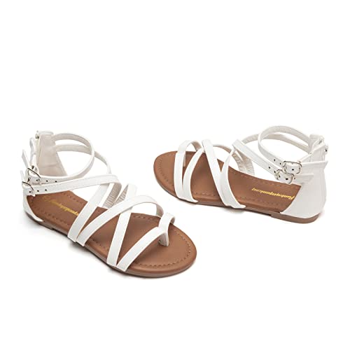 Image of FUNKYMONKEY Girls Gladiator Strap Sandals Flat Thong Cross Strappy Sandals