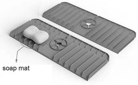 NILKANTH Silicone Kitchen Sink Splash Guard – 90° Foldable Faucet Mat, Anti-Splash Draining Pad, Quick-Dry Sink Protector for Countertop (Grey) 2