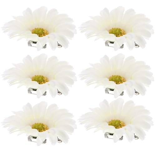 Sujetadores decorativos para pelo rebelde que solucionan peinados sueltos con flores blancas