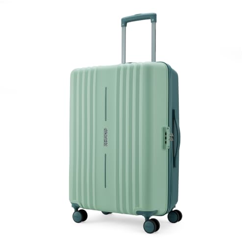 Image of American Tourister Cleva S | Luggage Trolley Bag (67 cm) | 360 8 Wheel Travel Luggage | 2 Compartments | Hard Luggage Polypropylene Suitcase | Mounted TSA Lock | 3 Years Warranty | Mint Green & Green