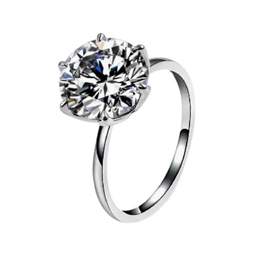 Bague fiançailles argent 925 et moissanite 5mm avril pour femme