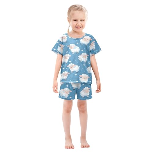ALAZA Sheep Blue Pajamas Short Sleeve 2 Piece Sleepwear Top and Bottom Pajama Set Unisex3