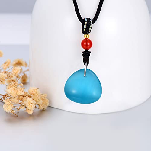 Jkr Blue Jade Necklace Triangle Blue Healing Stone Necklace Large Good Luck Jade Pendant Necklace Birthday Anniversary Jewelry Gifts For Women Girls Mom Wife Daughter Grandma #TOP1