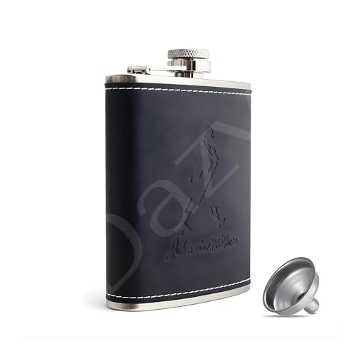 Image of Stainless Steel Hip Flask for Men & Women 8oz (236ml) - Whisky Flask Vodka Alcoholic Liquor Holder with Funnel Drinks Pocket Carrying Case - Leakproof Travel Flasks for Drinks, (Black JW)