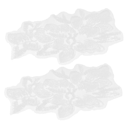 SHINEOFI 1 Par Aplicación De Bordado Parches Aplique Parches De Reparación De Ropa Falso Flor Calcomanías Apliques De Ropa Aplique Bordado Decorativo Vestir Tela Pegatina El Plastico Silver