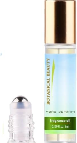 Botanical Beauty MONOI de TAHITI FRAGRANCE OIL ROLL-ON. Rollerball Perfume, Long Lasting, Luxury scent, blend of solar blossom, creamy notes, and a soft, lush floral. (0.169 Fl Oz 5 ml)