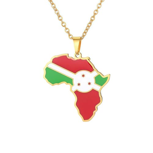 Générique Collier Carte du Burundi pour Femme/Homme - Pendentif Carte Africaine en Acier Inoxydable - Bijou Cadeau
