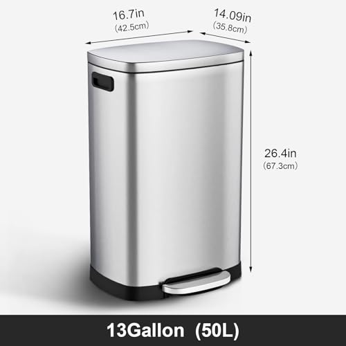 Caneca de basura rectangular acero inoxidable 50L miniatura 2