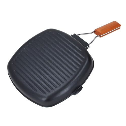 Poêle à griller antiadhésive avec manche en bois noble et design robuste - 3