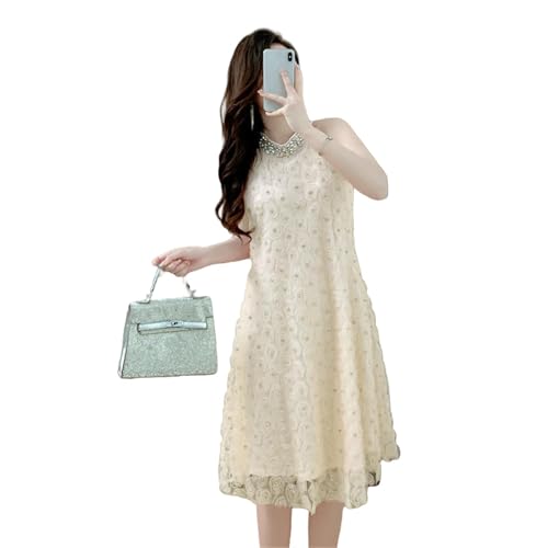 Robe d'été en maille 3D haut de gamme avec détails fleurs et strass
