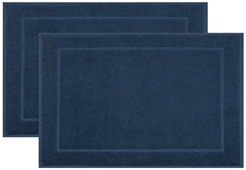 ZOLLNER 2er Set Badevorlagen, Badematten, 50x70 cm, Baumwolle, Marine
