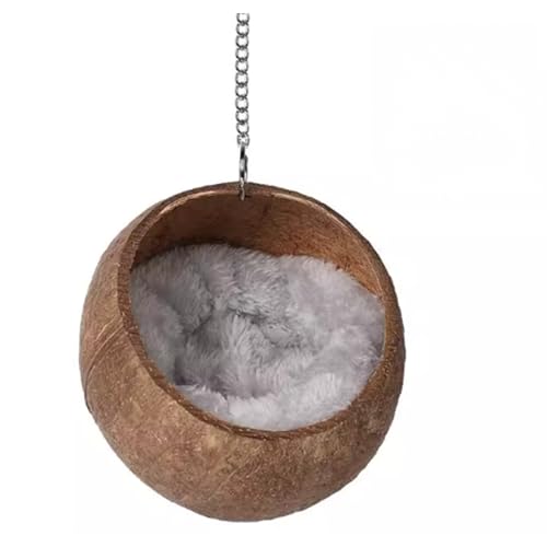 然ココナッツ製 小動物ハウス 多様なサイズ ハムスター・リス・小鳥用 保温・防寒 ペットハウス ケージ固定可能な自然素材 安全無添加 エコフレンドリー (チェーン)