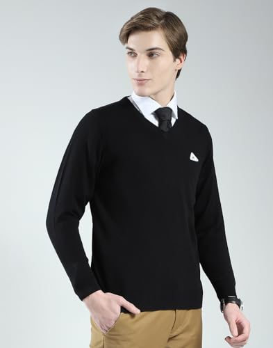 Image of Monte Carlo Men's Regular Fit Pullover | Solid V Neck Style | Full Sleeves Pull On | Warm & Stylish Winter Fashion Sweater | Winter Sweater for Men's
