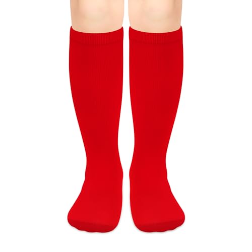 Olreco Red Youth Baseball Socks Kids Baseball Socks Boys Girls Red Softball Sock for Girls Youth Soccer Sock Kids 6-8 Knee High