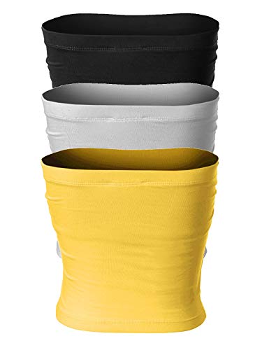 Image of MixMatchy Women's 3 Pack Tube Top Built-in Bra Strapless Ruched Bandeau