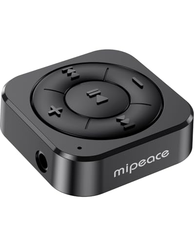 MIPEACE Bluetooth 5.3 Audio Receiver for Wired Headphones, Car & Speakers, Bluetooth Headphone Adapter with Built-in Mic, Clip-On & Pass-Through Charging-BK