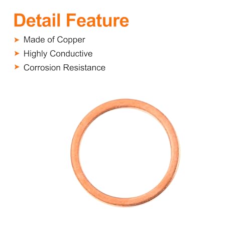 QUARKZMAN 22 Stück Flache Kupferdichtungen, 18x22x1,5mm Kupfer Verbesserte Flache Metrische Dichtungsringdichtungen für Hydraulikarmaturen Schraube Bolzen Mutter Elektronikreparatur