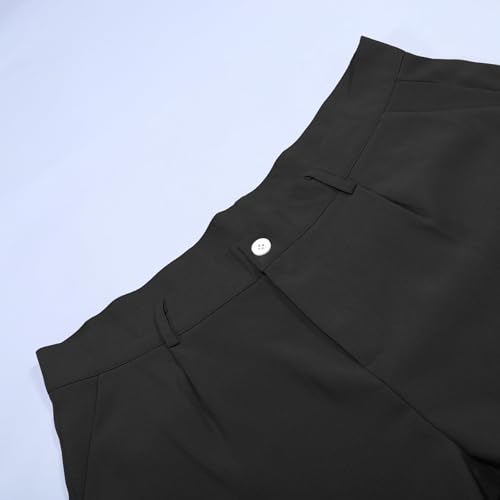 Mens Pleated Front Dress Pants Wrinkle Free Casual Work Chinos Pants Stretch Regular Fit Straight Leg Formal Trousers4