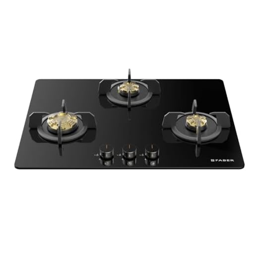 Faber 3 Burner 70Cm HOB |Auto Ignition | HOB PRIME HT703 CRS BR CI AI |Metal Knobs| Cast Iron Pan Support |HOB/Cooktop Hybrid| Black Glass Finish |5 Yr Warranty On Glass,Valve & 2 Yr On Burner