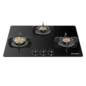 Faber 3 Burner 70cm Hob |Auto-Ignition| HOB PRIME HT703 CRS BR CI AI |Metal Knobs| Cast Iron Pan Support |Hob/Cooktop Hybrid| Black Glass Finish |5 Yrs Warranty on Glass & Valve | 2 Yrs on Burner