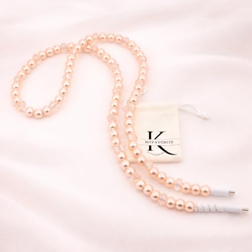 Image of Cute Beaded Cable Type C Phone Charger for iPhone or Android Fast Charging Colorful 3.3ft Cord for Smartphones (Champagne)