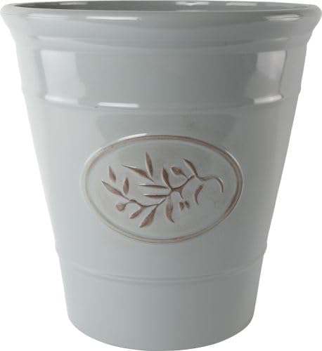 Metallic Effect Olive Plastic Planter for Gardening – Outdoor & Indoor Flowers Pot with Glossy Finish Weatherproof Garden Windowsills Home Plant Pot with Drainage Holes – (Grey, 55cm - Pack 1)