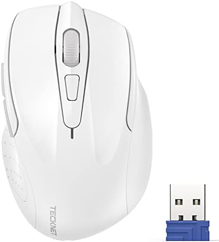 TECKNET Wireless Mouse, 2.4G Ergonomic Optical Mouse, Computer Mouse for Laptop, PC, Computer, Chromebook, Notebook, 6 Buttons, 24 Months Battery Life, 2600 DPI, 5 Adjustment Levels